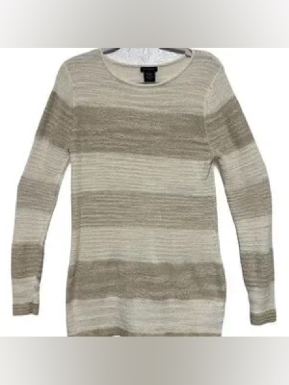 Calvin Klein Jeans Cream and Tan Striped Split Back Sweater